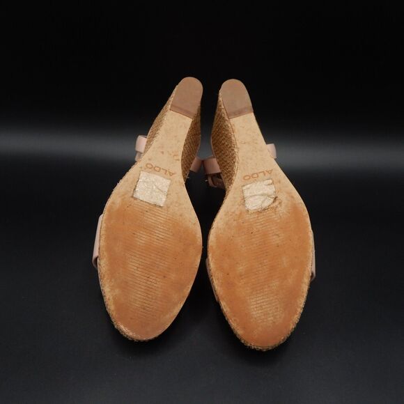 Aldo Legiwien-55 Nude Pink Espadrille Basketweave Wedge Ankle Strap Sz 8-1/2 - Picture 8 of 12